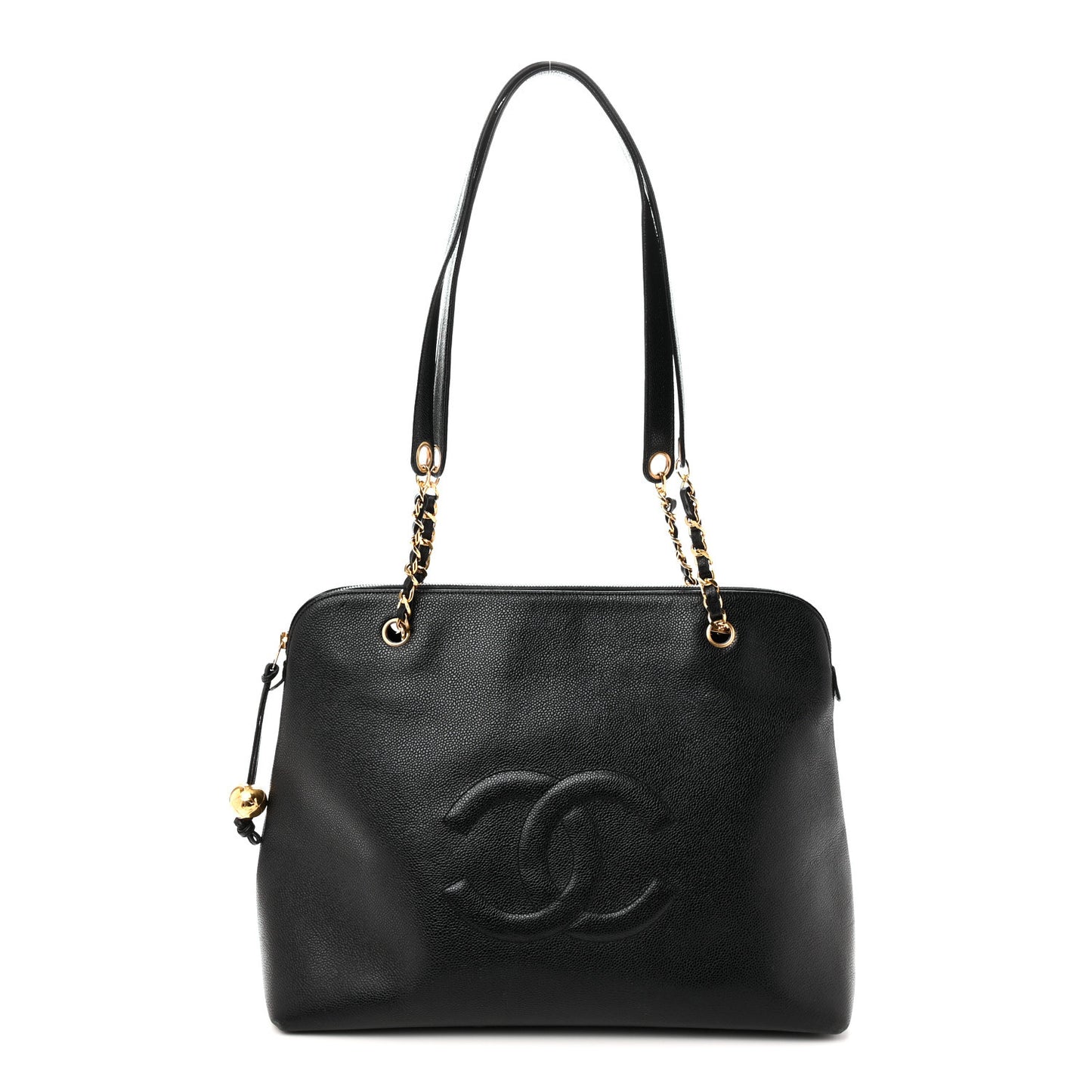 Caviar Large CC Shoulder Bag Black
