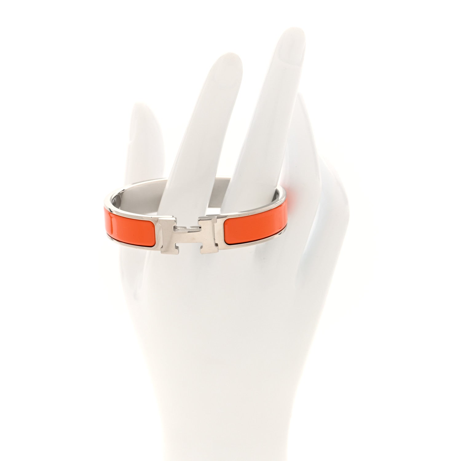Hermes Enamel Narrow Clic Clac H Bracelet GM Orange 2 of 5