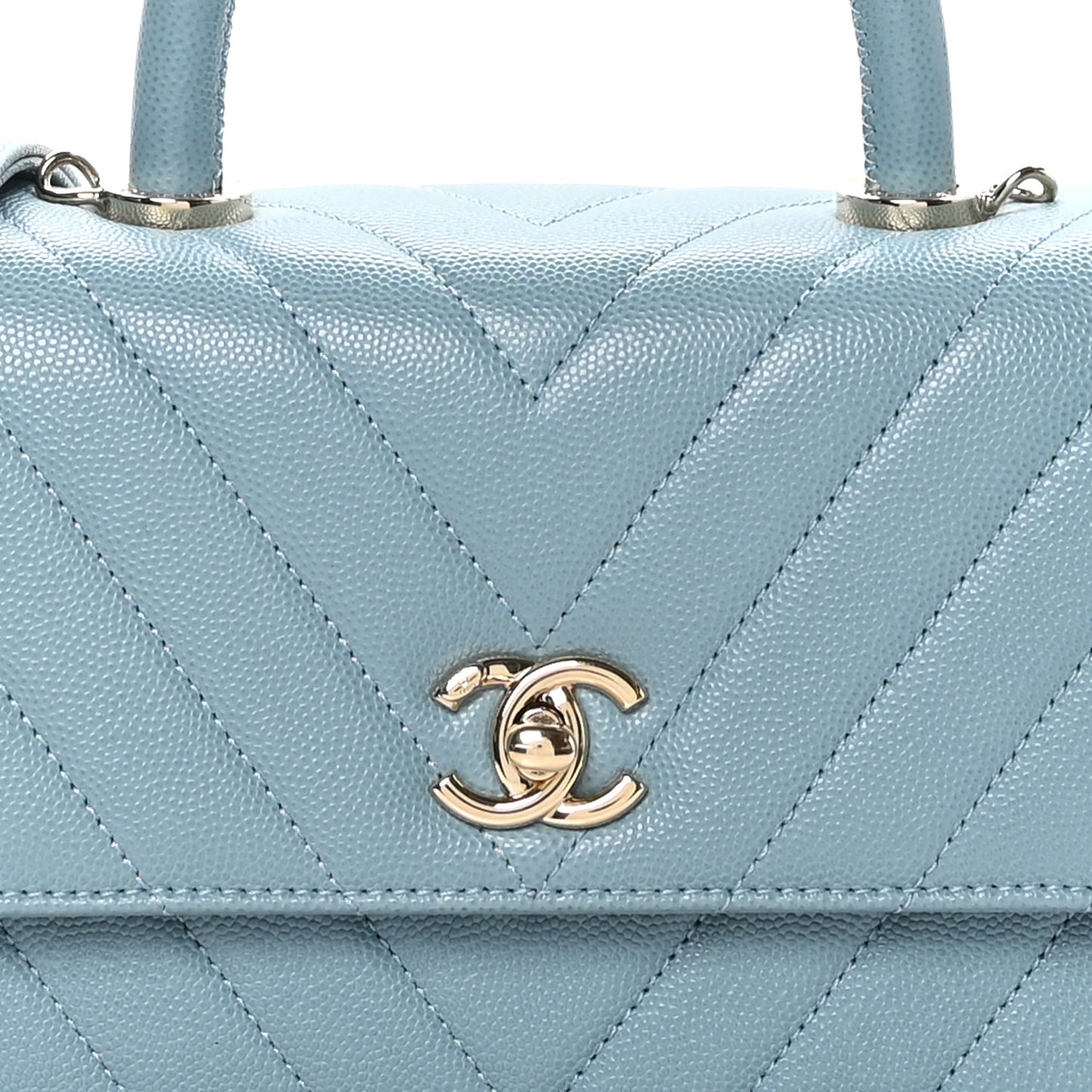 Caviar Chevron Quilted Mini Coco Handle Flap