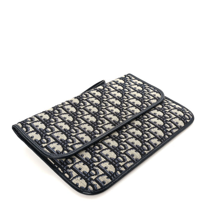 Christian Dior Oblique Flap Pouch Clutch Blue 4 of 9