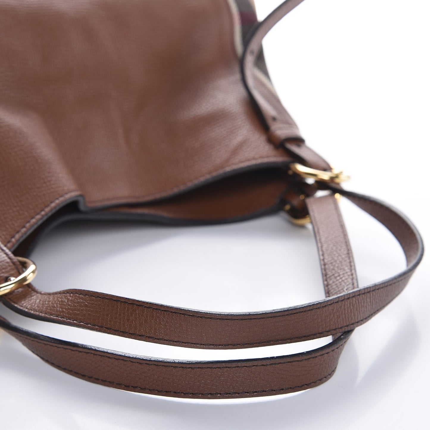 Grainy Calfskin House Check Small Canterbury Tote Tan