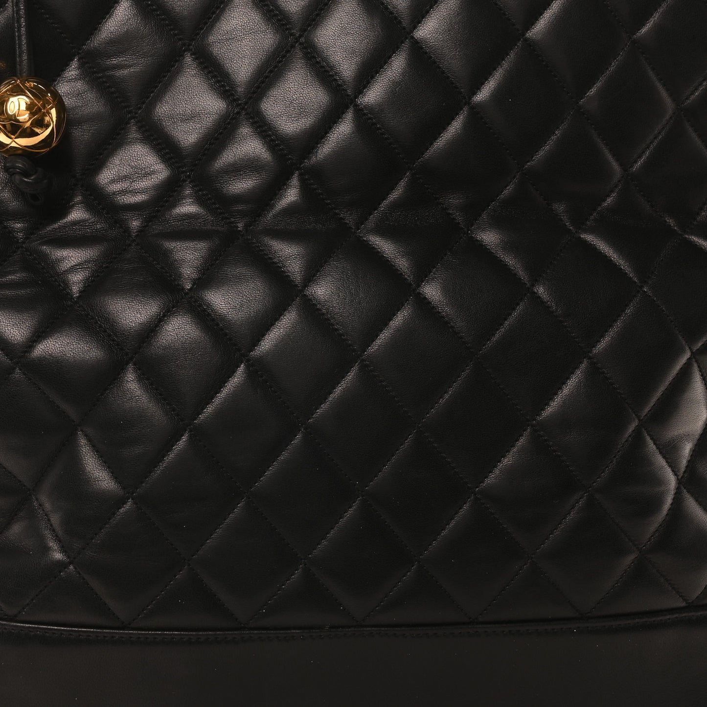Lambskin Quilted Shopping Tote Black