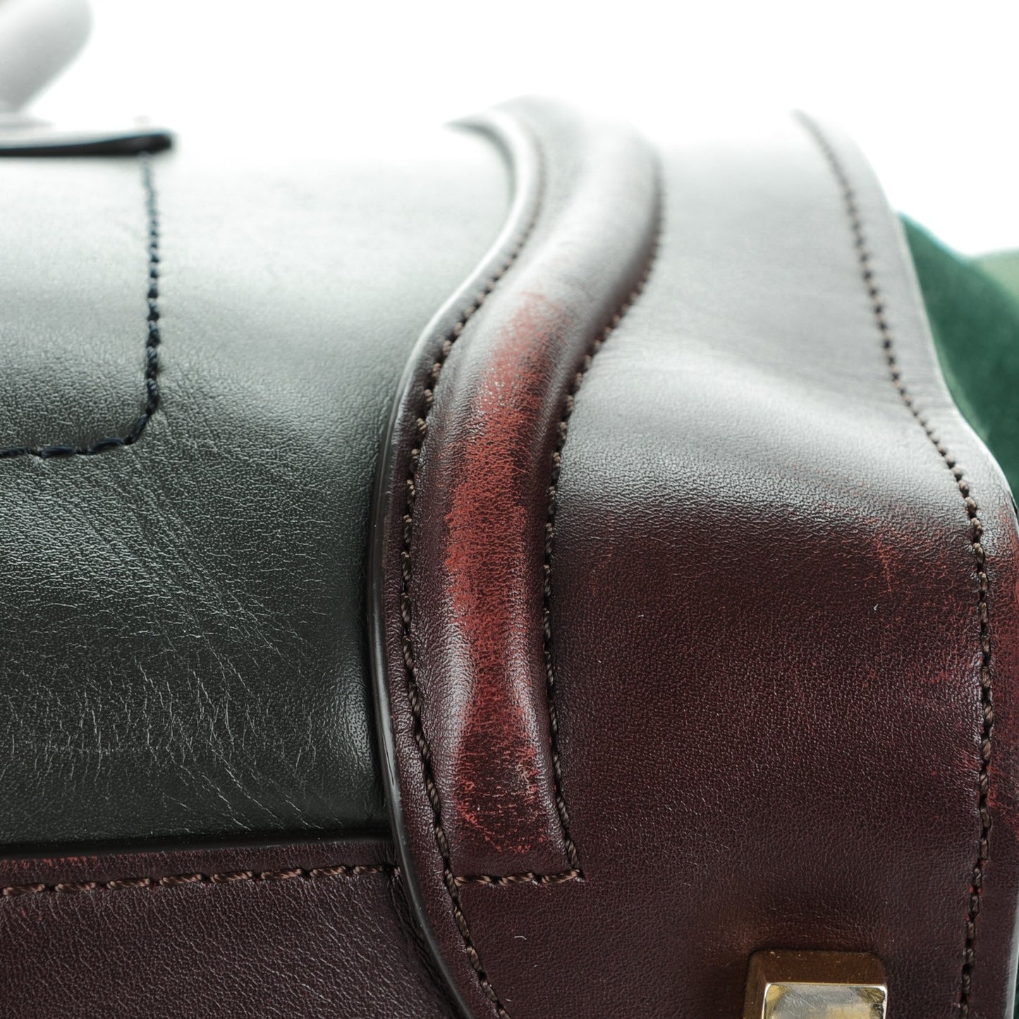 Smooth Calfskin Suede Mini Tri-Color Luggage Burgundy