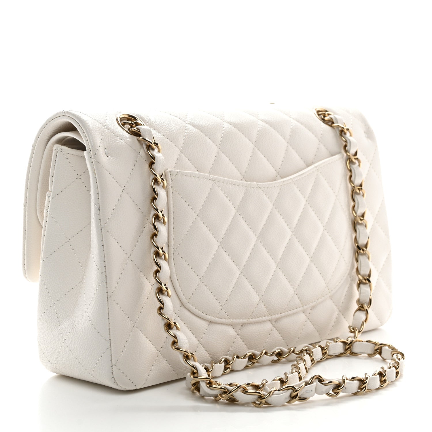 Chanel Caviar Quilted Medium Double Flap White 3 of 11