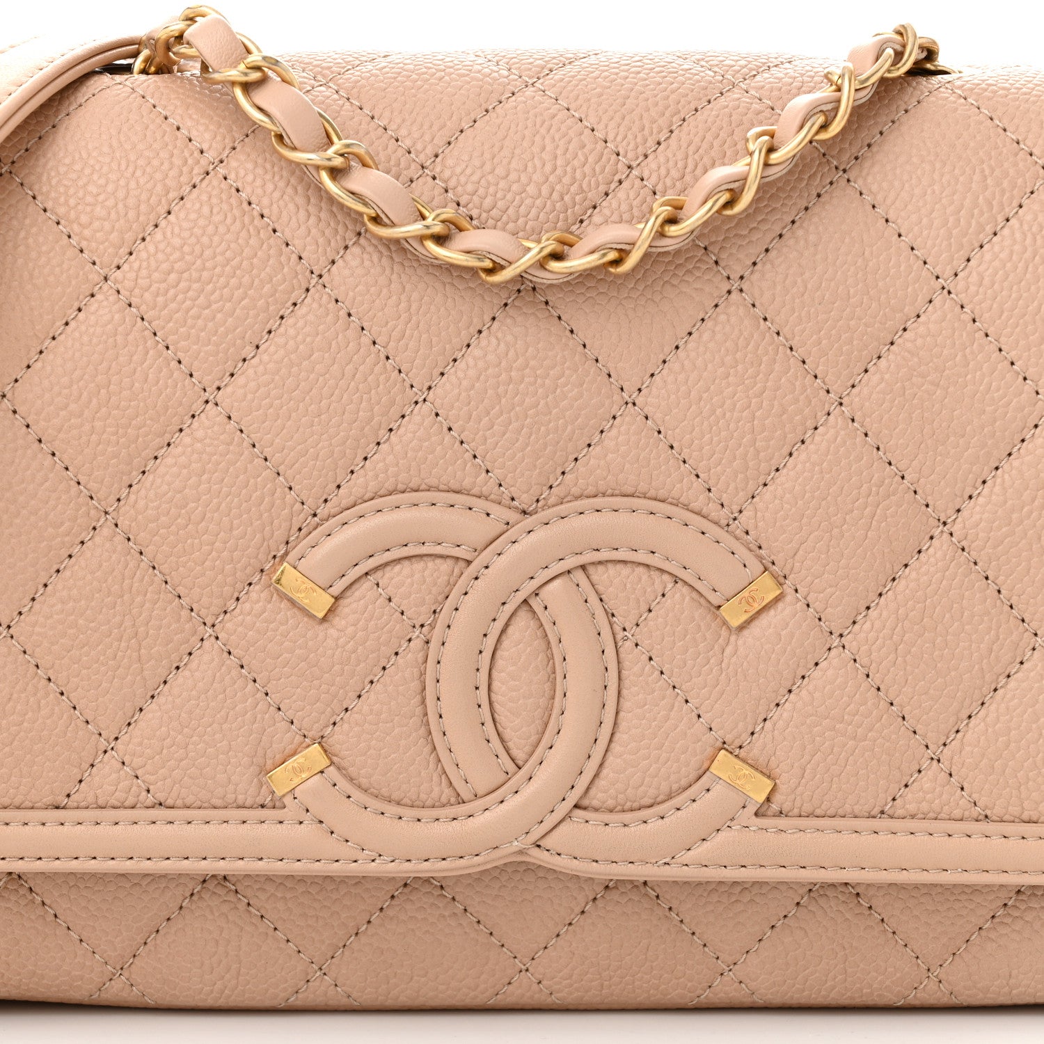 Chanel Caviar Quilted Medium CC Filigree Flap Beige 8 of 10