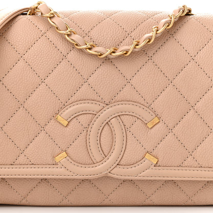 Chanel Caviar Quilted Medium CC Filigree Flap Beige 8 of 10