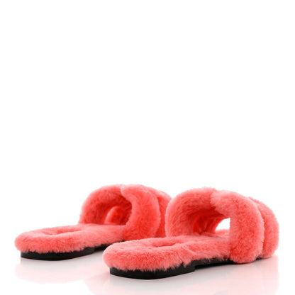 Hermes Woolskin Oran Sandals 38.5 Rose Du Desert 4 of 8