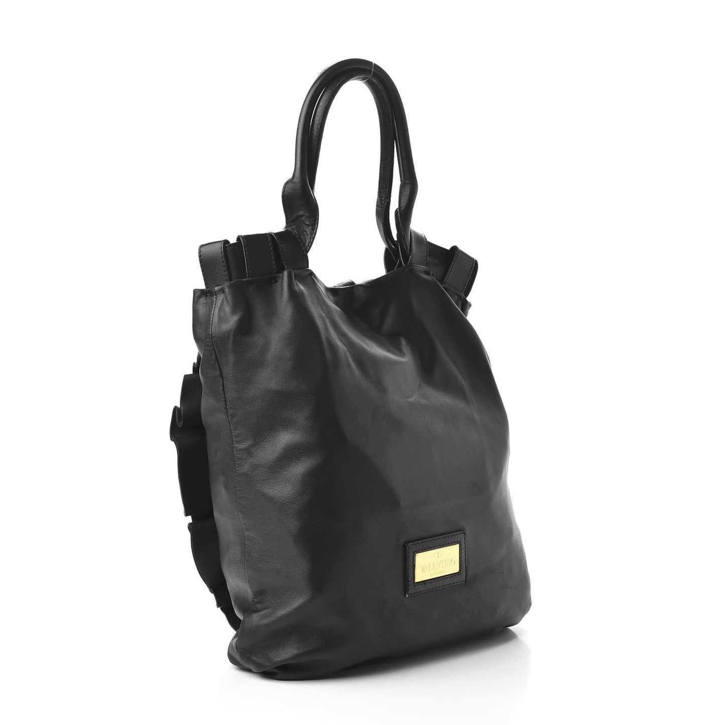 Nappa Pleated Tote Black