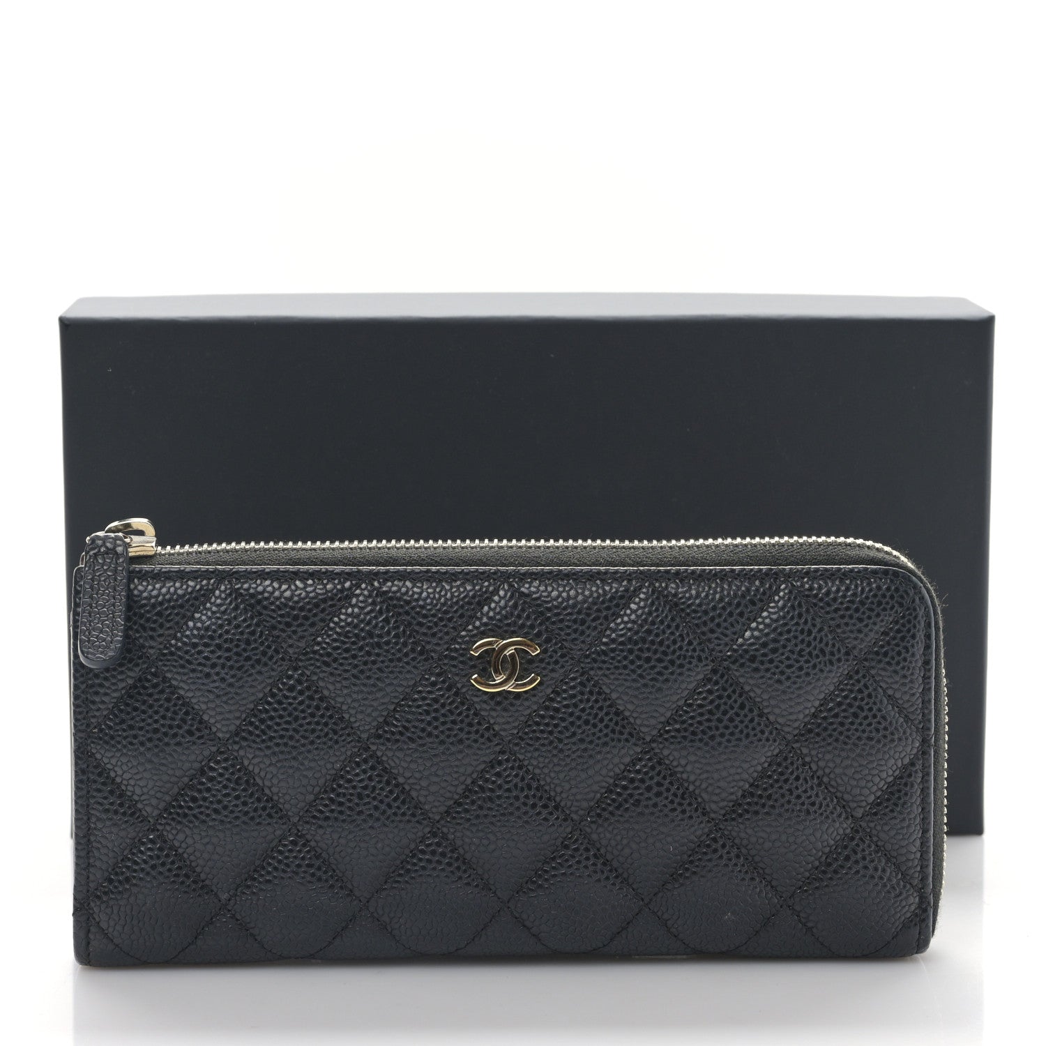 Chanel Caviar Quilted Zip Around Clutch Wallet Black 11 of 11
