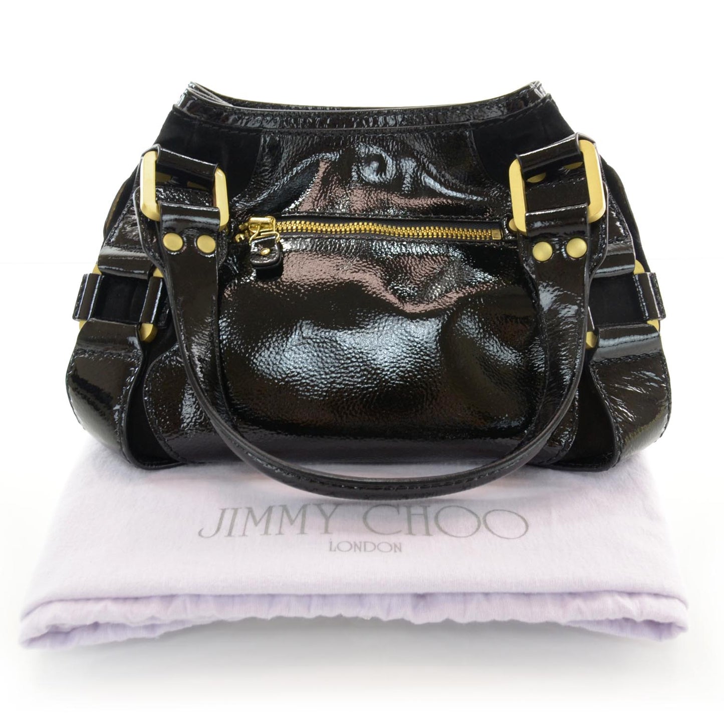 Liquid Patent Leather and Suede Mahala Black