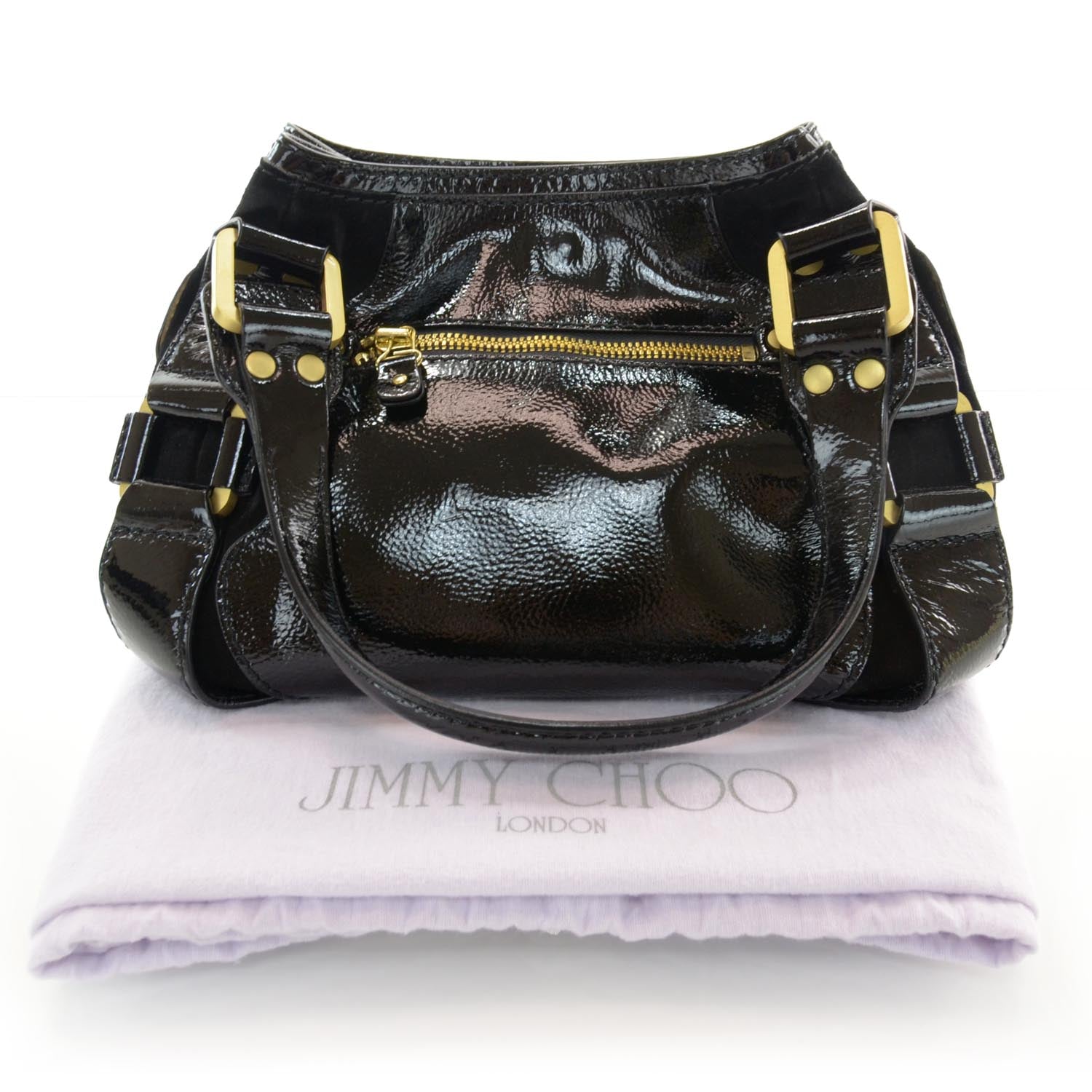 Jimmy Choo Liquid Patent Leather and Suede Mahala Black 3 of 6