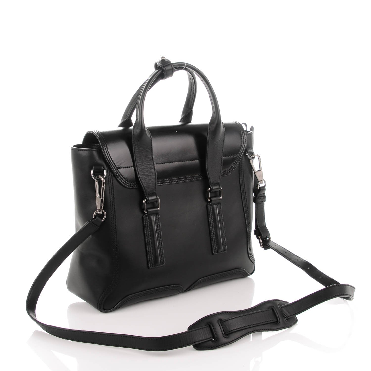 3.1 Phillip Lim 3.1 Smooth Calfskin Glitter Medium Pashli Satchel Black 3 of 7