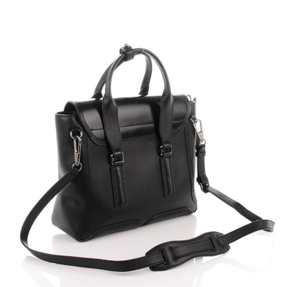 3.1 Phillip Lim 3.1 Smooth Calfskin Glitter Medium Pashli Satchel Black 3 of 7