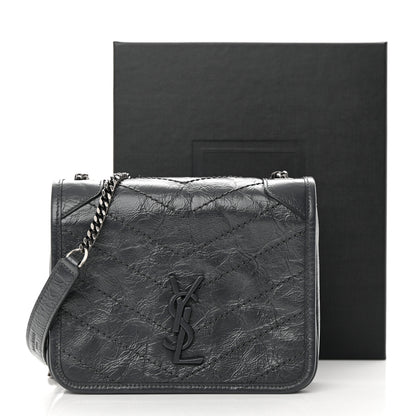 Saint Laurent Crinkled Calfskin Matelasse Monogram Niki Chain Wallet Fog 12 of 12