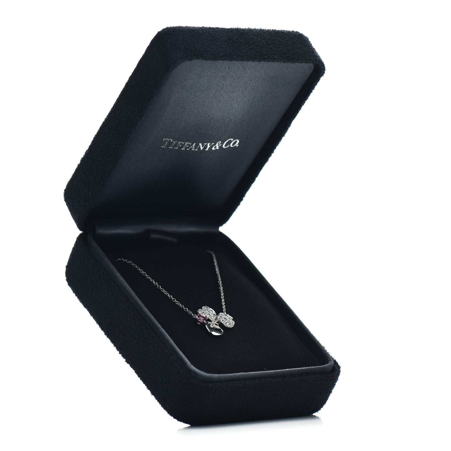 Platinum Diamond Pink Tourmaline Paper Flowers Pendant Necklace