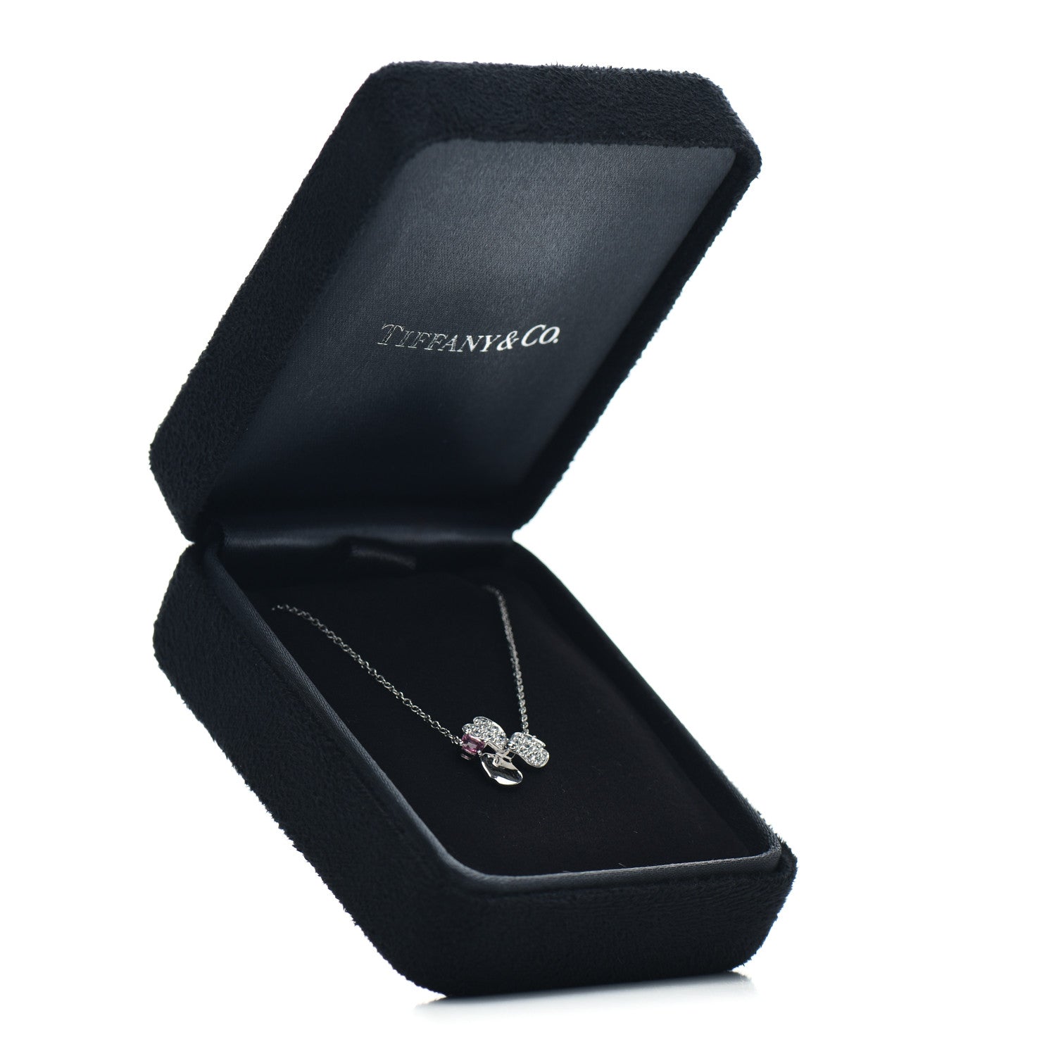 Tiffany Platinum Diamond Pink Tourmaline Paper Flowers Pendant Necklace 5 of 5