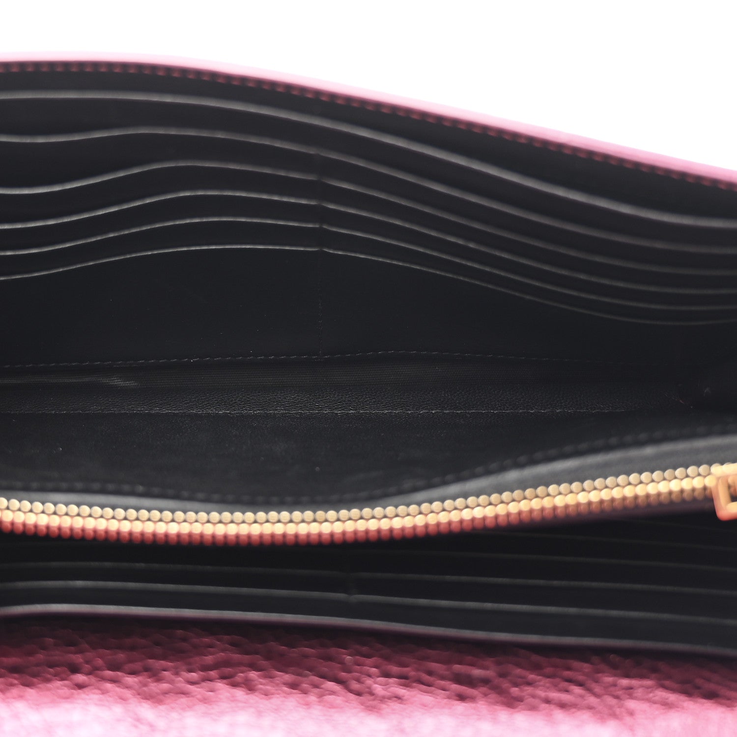 Saint Laurent Metallic Grained Calfskin Classic Letters Chain Wallet New Pink 5 of 11