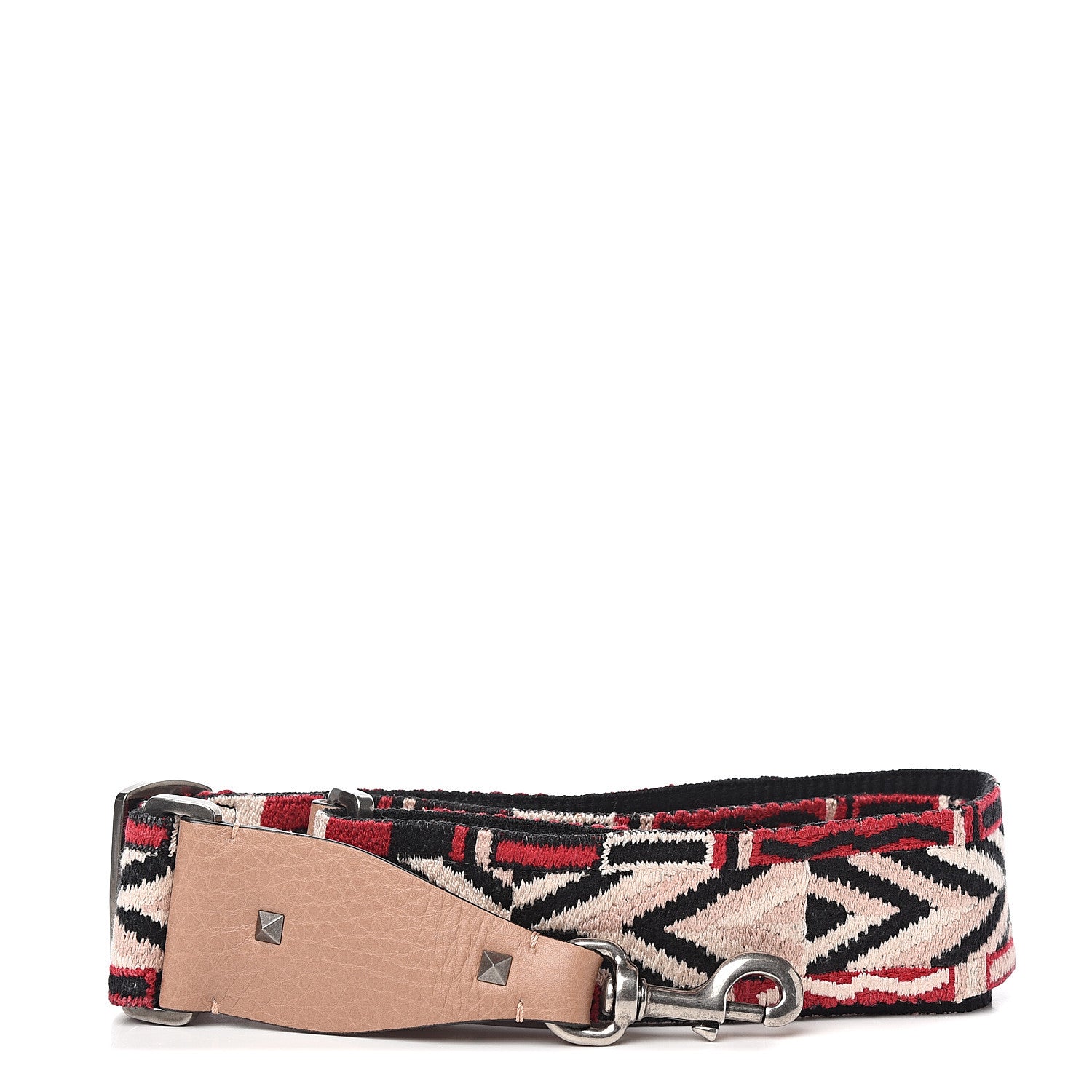 Valentino Garavani Canvas Geometric Embroidered Rockstud Guitar Strap Soft Noisette Multicolor 1 of 3