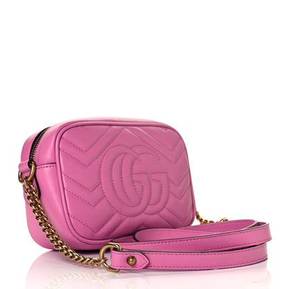 Gucci Calfskin Matelasse Mini GG Marmont Chain Shoulder Bag Candy Mousse 3 of 10