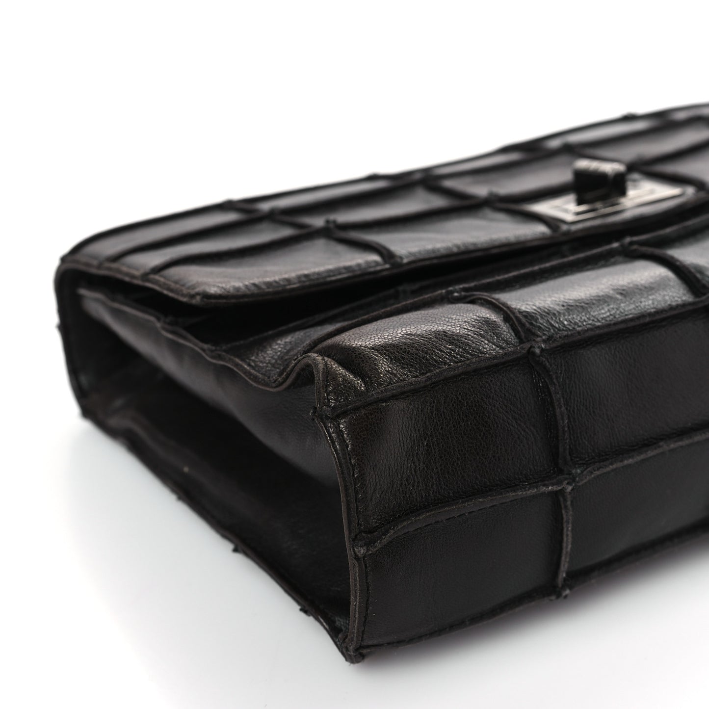 Lambskin Medium Patchwork Mademoiselle Single Flap Black