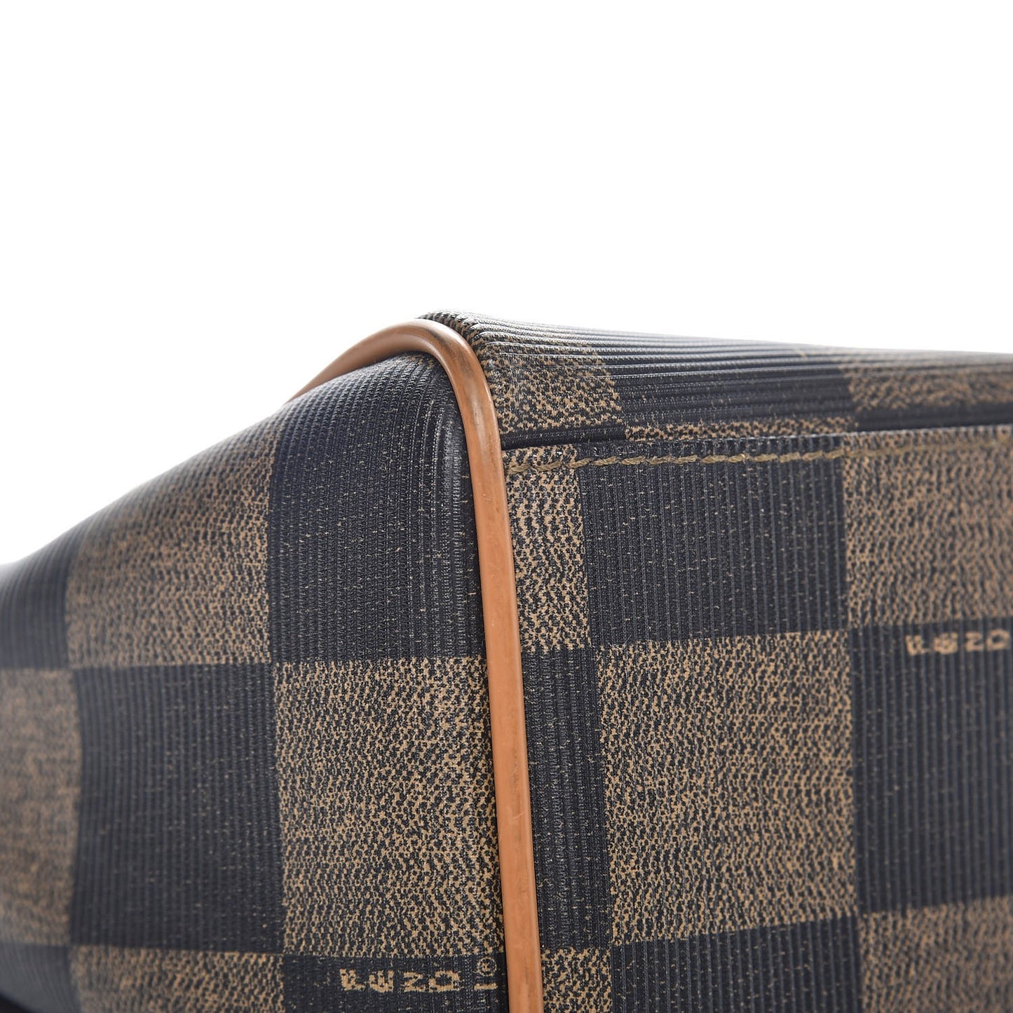 Coated Canvas Checkered Crossbody Bag Tobacco Tan
