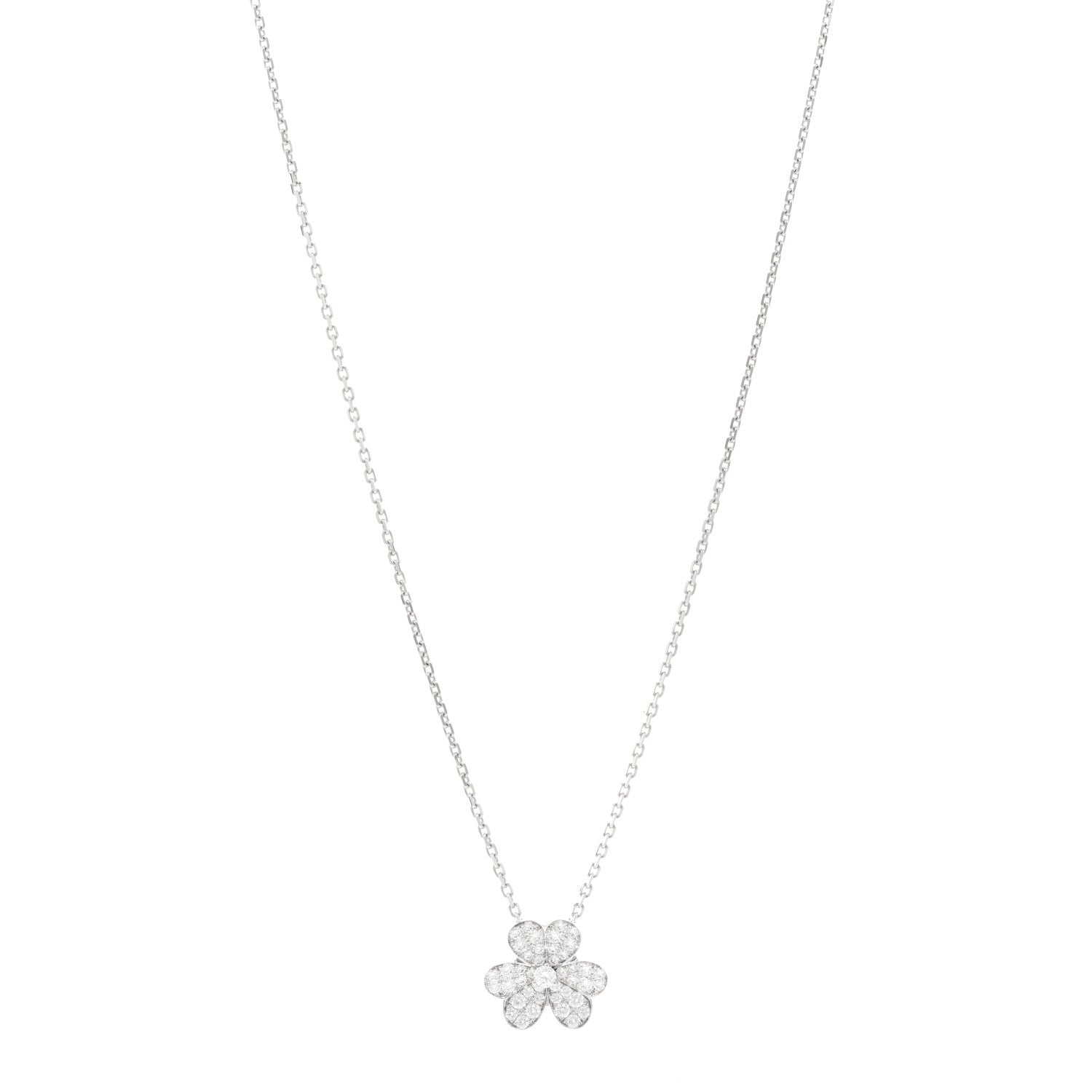 Van Cleef & Arpels 18K White Gold Diamond Small Frivole Pendant Necklace 1 of 5