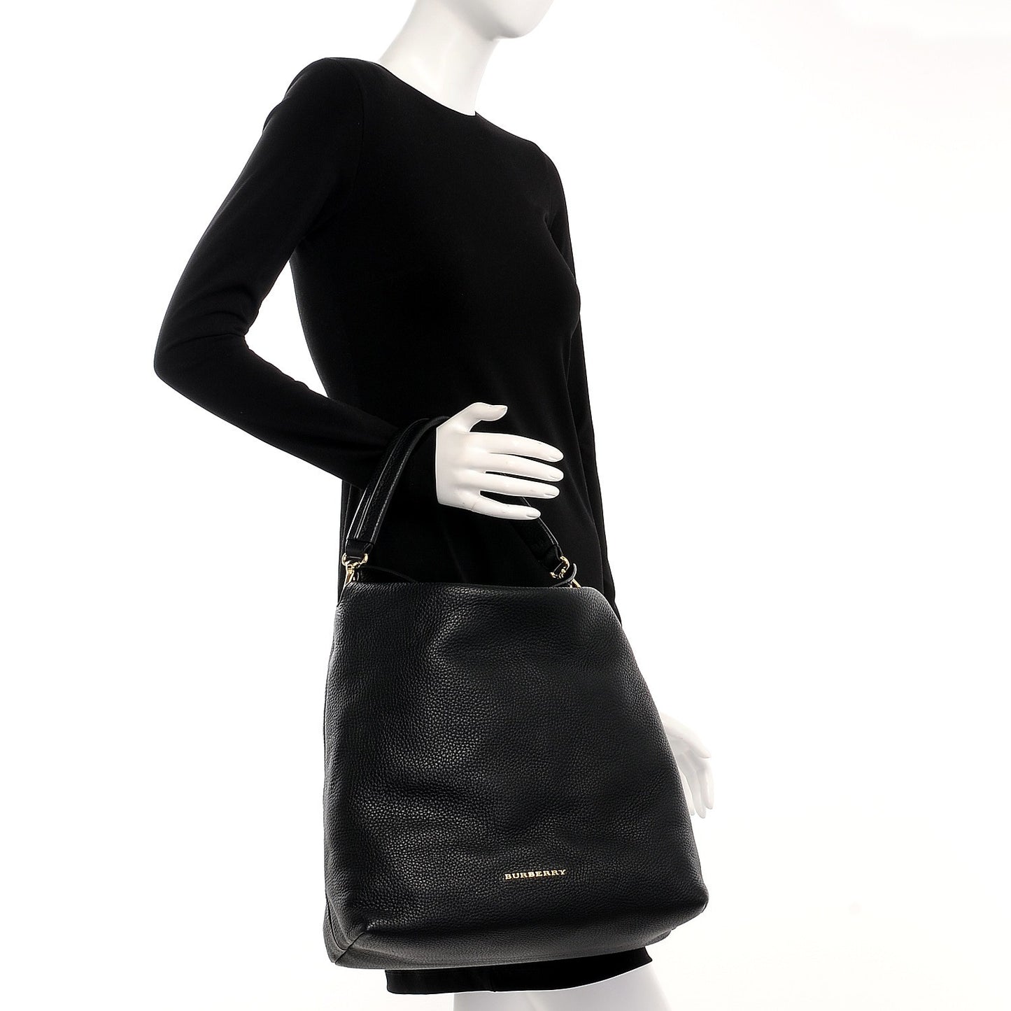 Grainy Calfskin Medium Cale Hobo Black