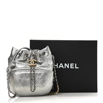 Chanel Metallic Aged Calfskin Quilted Small Gabrielle Bucket Silver 16 of 16