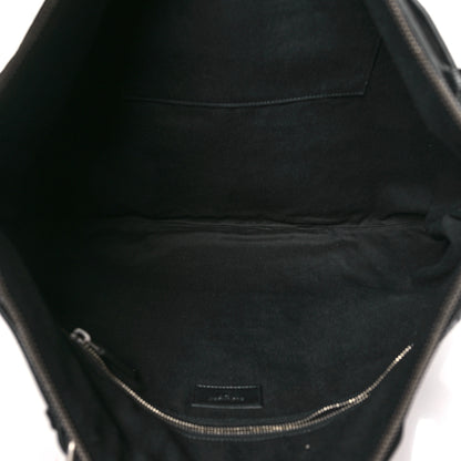 Saint Laurent Calfskin Crocodile Embossed Large Convertible ID Bag Black 6 of 11