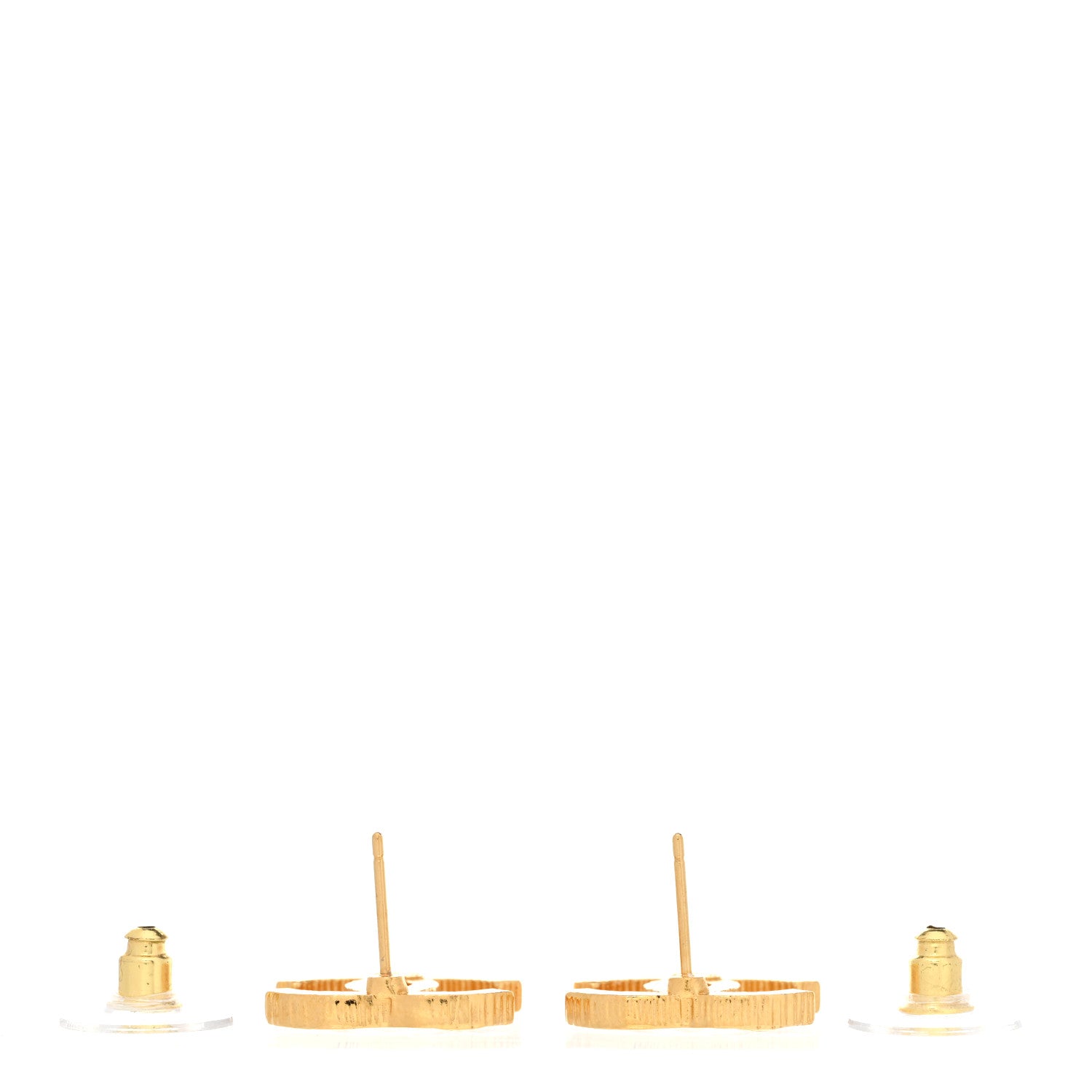 Chanel Metal Textured CC Earrings Gold 3 of 5