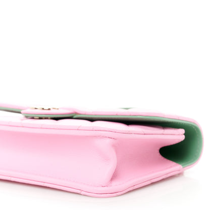 Chanel Lambskin Quilted Flap Phone Holder With Chain Pink Green 11 of 12