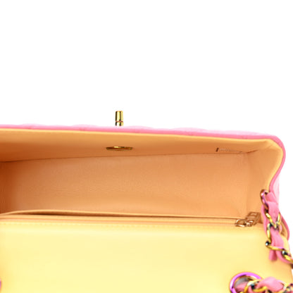 Chanel Lambskin Quilted Mini Rectangular Flap Pink Yellow 5 of 11