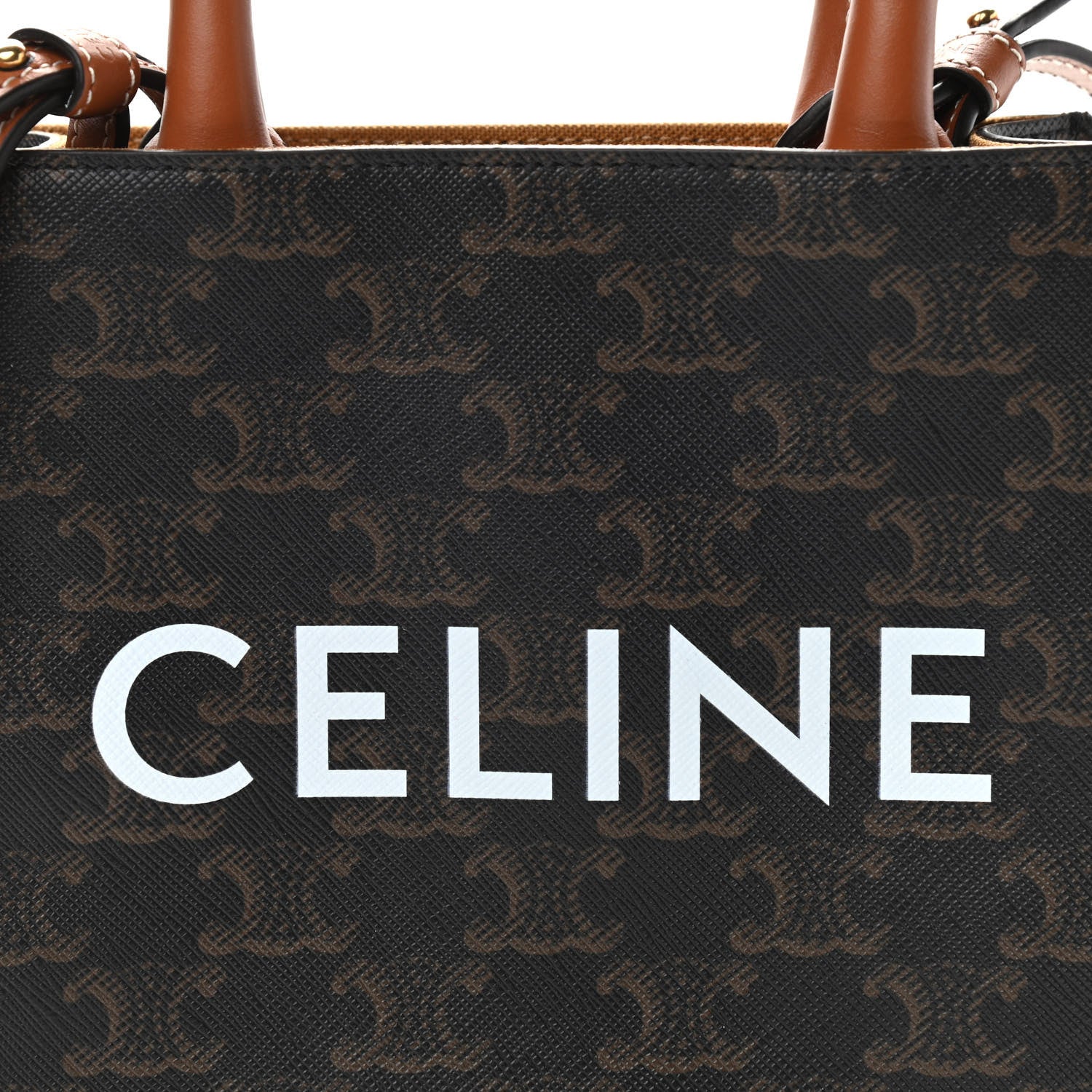 Celine Triomphe Canvas Calfskin Mini Vertical Cabas Tan 7 of 9