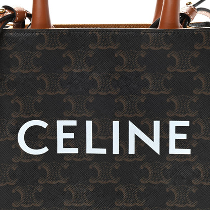 Celine Triomphe Canvas Calfskin Mini Vertical Cabas Tan 7 of 9
