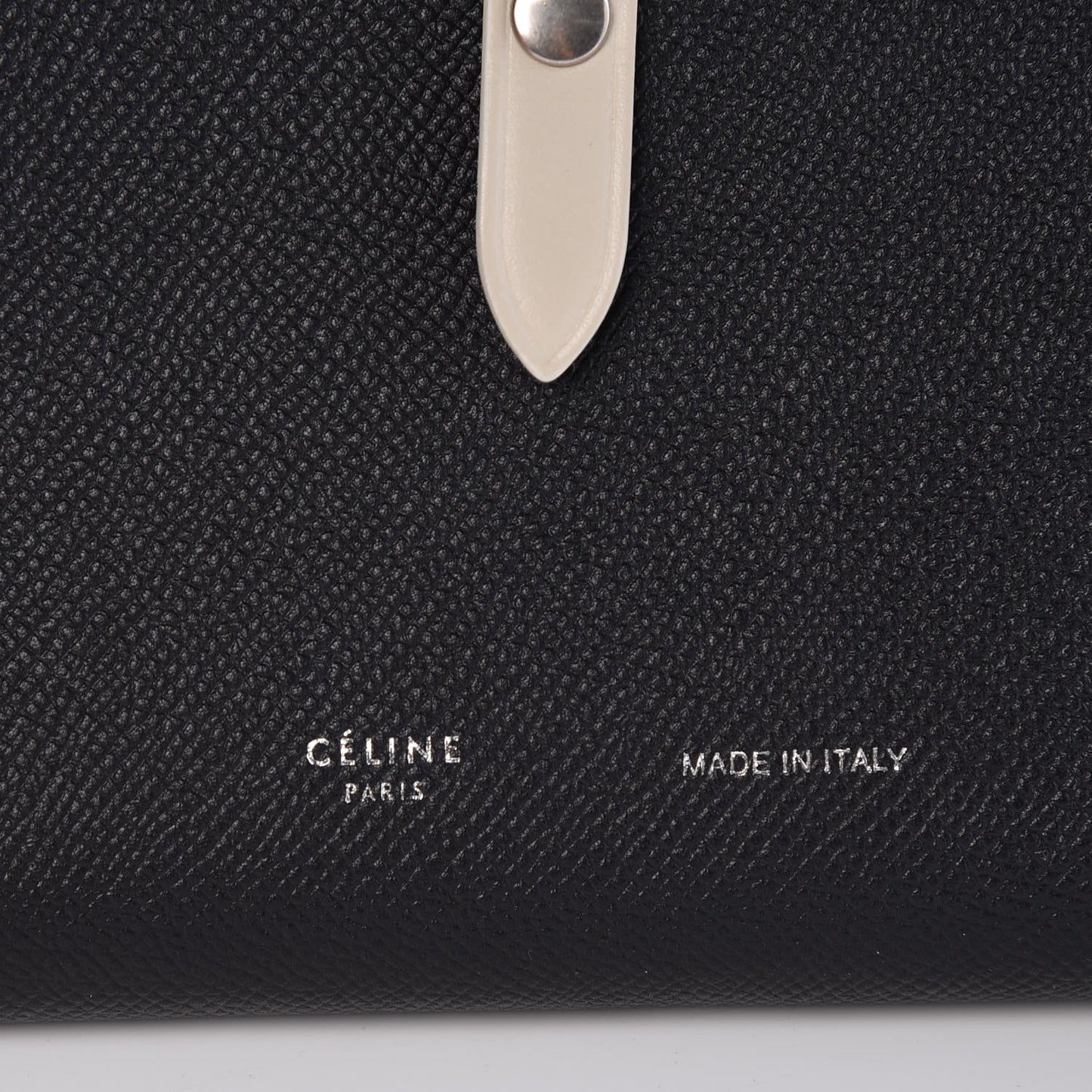 Grained Calfskin Large Multifunction Strap Wallet Black Chalk