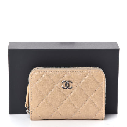 Chanel Caviar Quilted Zip Coin Purse Beige 8 of 8