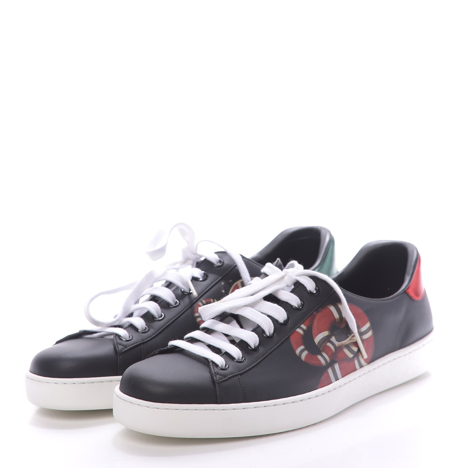 Gucci Calfskin Kingsnake Mens Ace Sneakers 9 Black Multicolor 3 of 10
