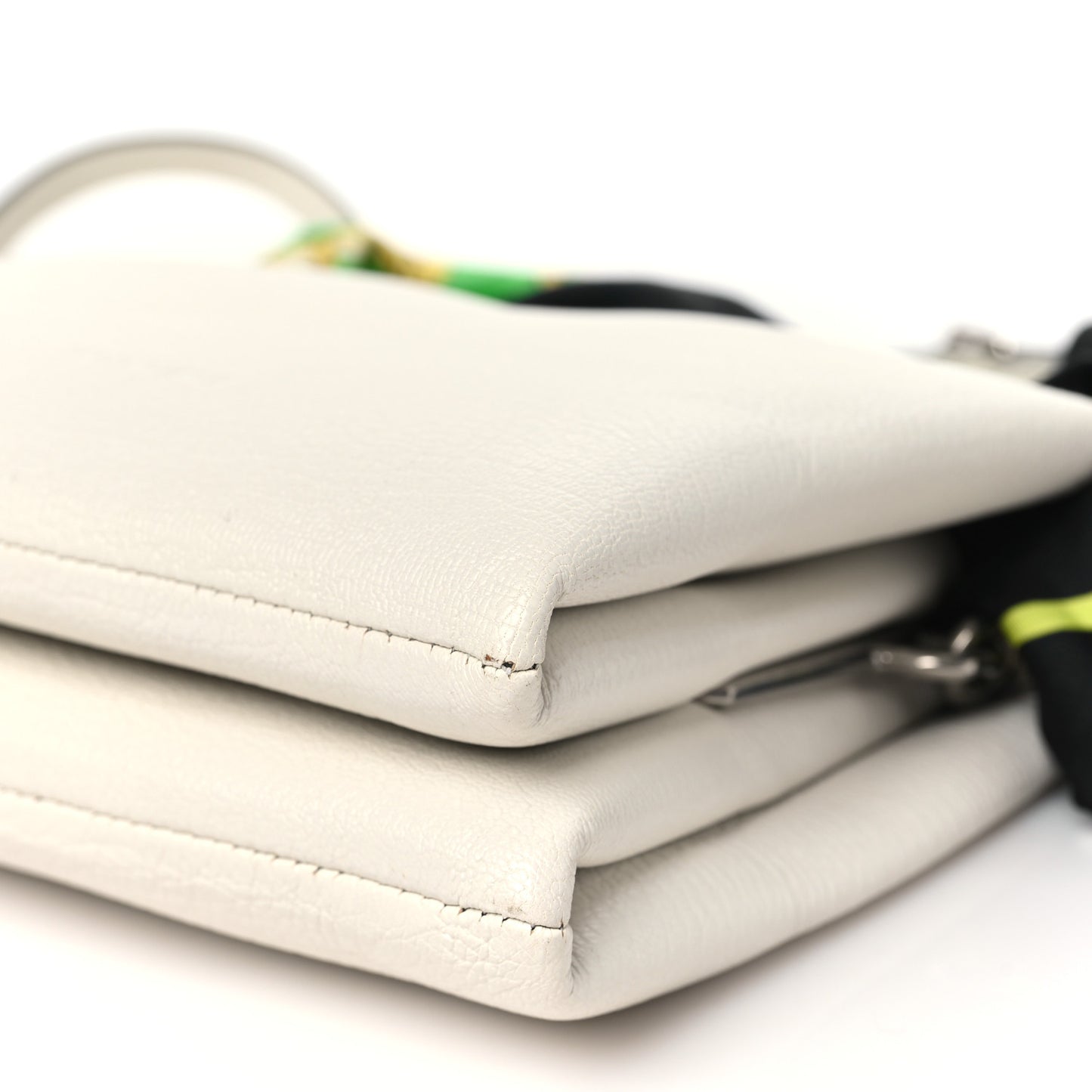 Goatskin XS Flap Scarf Top Handle Bag White
