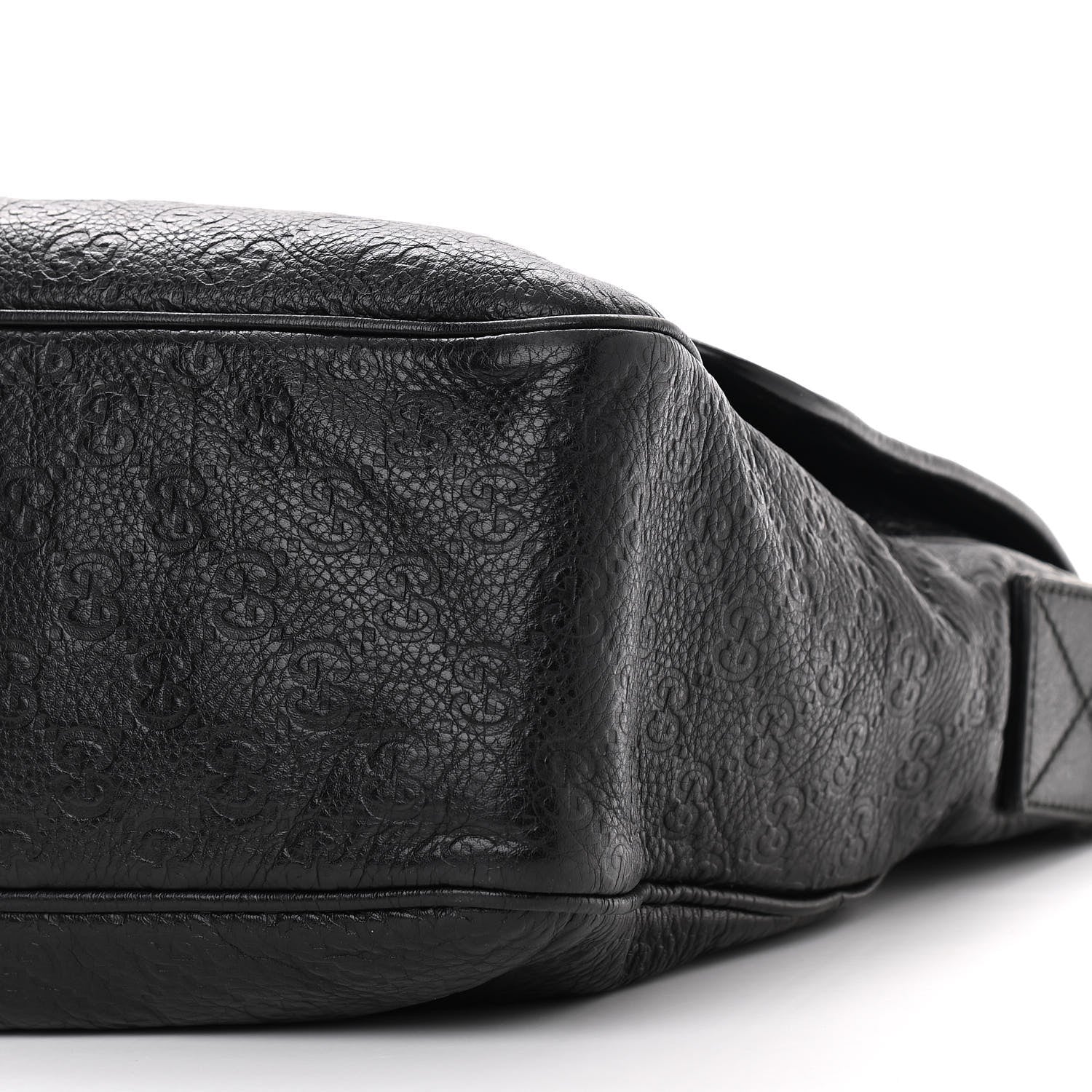 Gucci Guccissima Medium Flap Messenger Bag Black 6 of 12