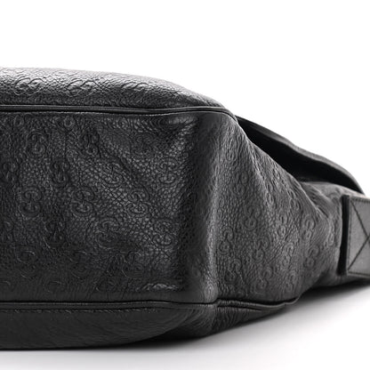 Gucci Guccissima Medium Flap Messenger Bag Black 6 of 12