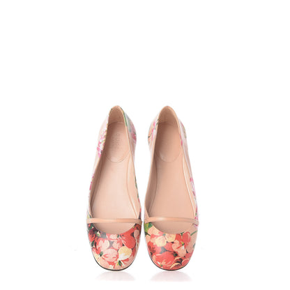 Gucci Calfskin Blooms Print Ballet Flats 35 Pink Apricot Multicolor 5 of 11
