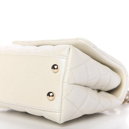 Chanel Iridescent Caviar Quilted Extra Mini Coco Handle Flap White 7 of 10