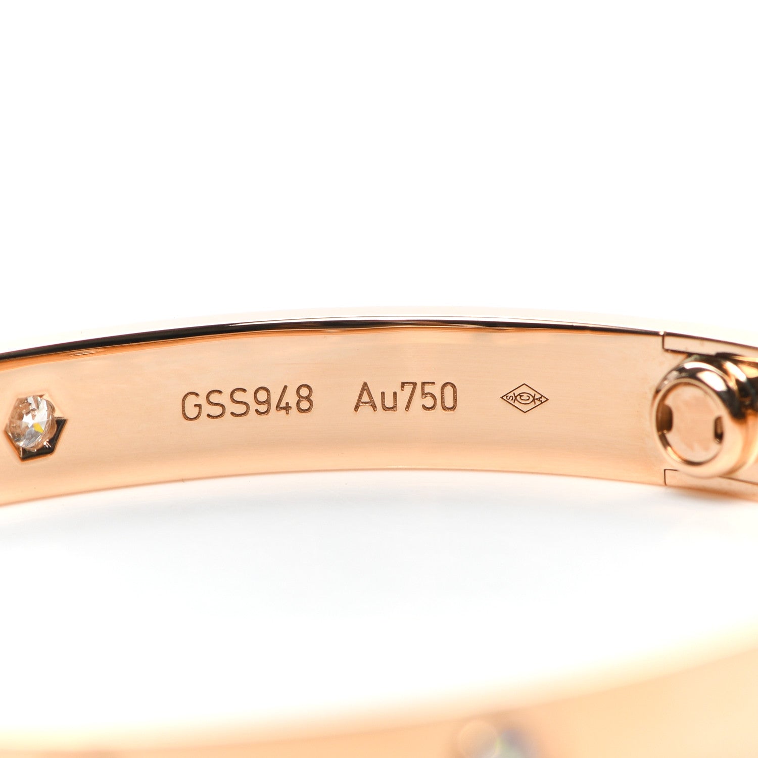 Cartier 18K Pink Gold 4 Diamond LOVE Bracelet 17 6 of 7