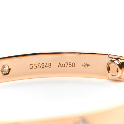Cartier 18K Pink Gold 4 Diamond LOVE Bracelet 17 6 of 7