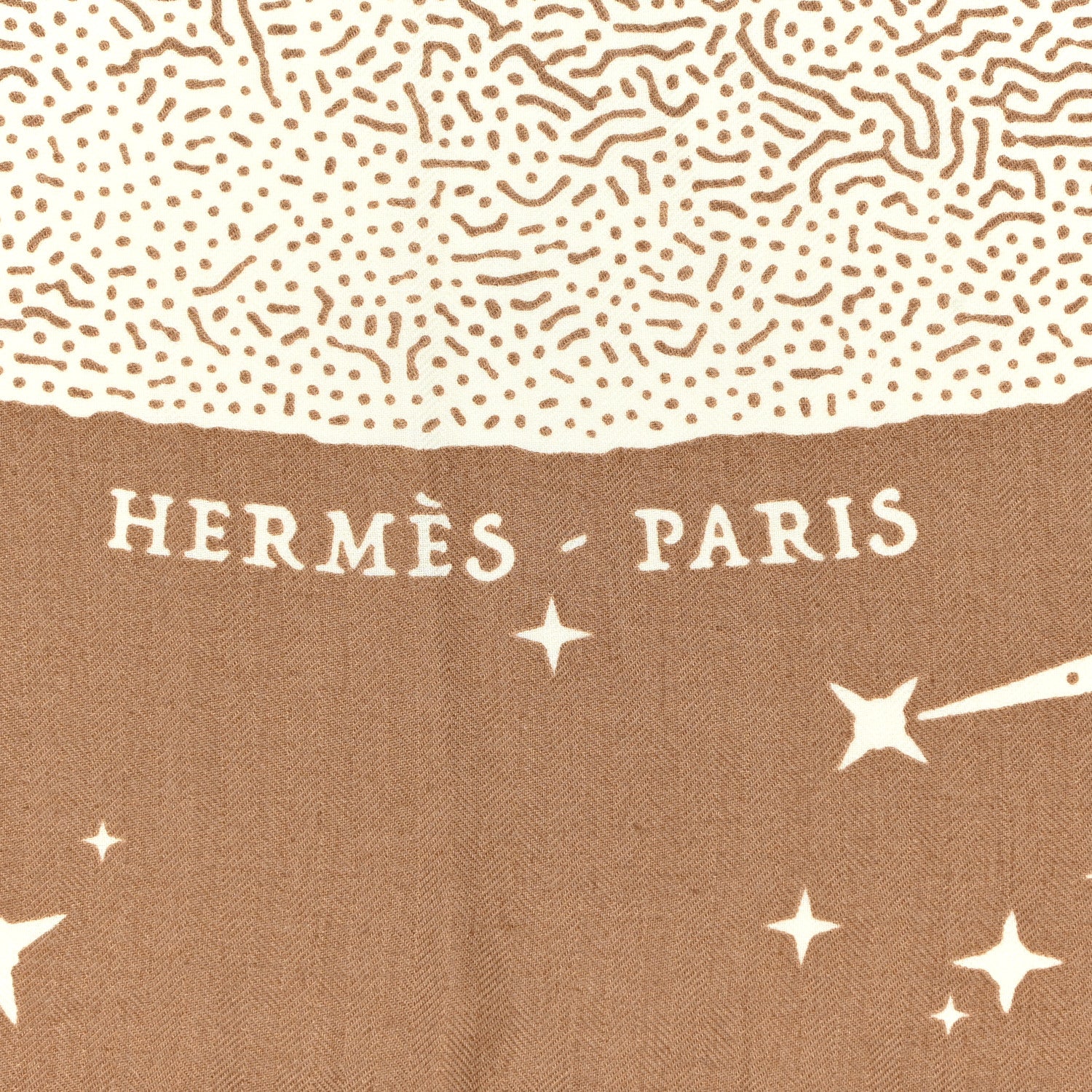 Hermes Silk Cashmere Clair De Lune Shawl 140 Camel White 2 of 5