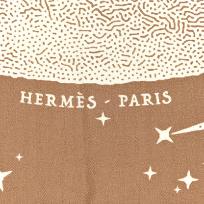Hermes Silk Cashmere Clair De Lune Shawl 140 Camel White 2 of 5