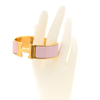 Hermes Enamel Wide Clic Clac H Bracelet GM Rose Poudre 2 of 6