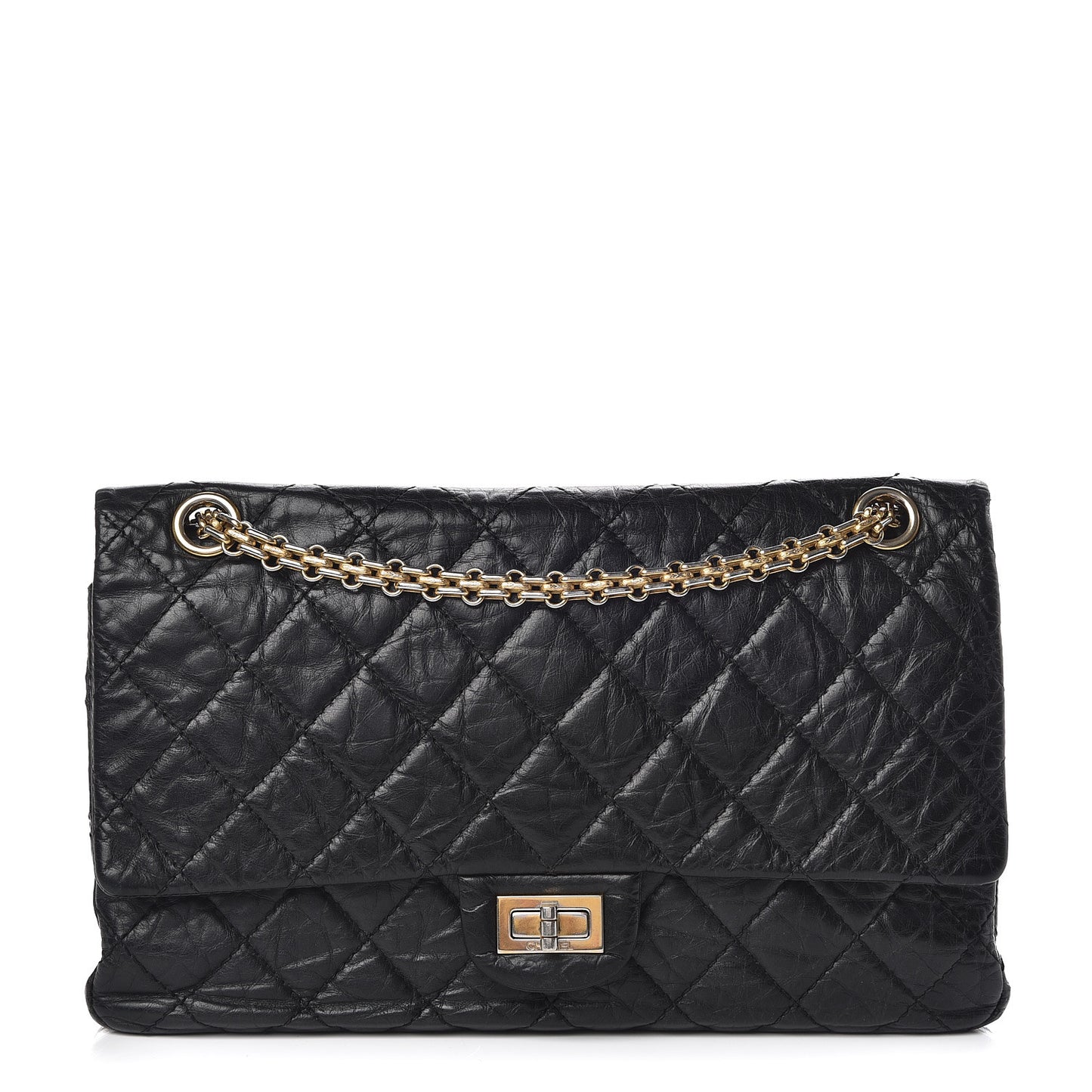 Aged Calfskin Quilted 2.55 Reissue 226 Flap Black