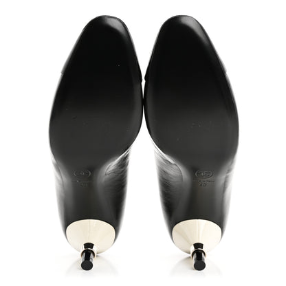 Chanel Calfskin Patent Cap Toe CC Pumps 40 Black White 6 of 10
