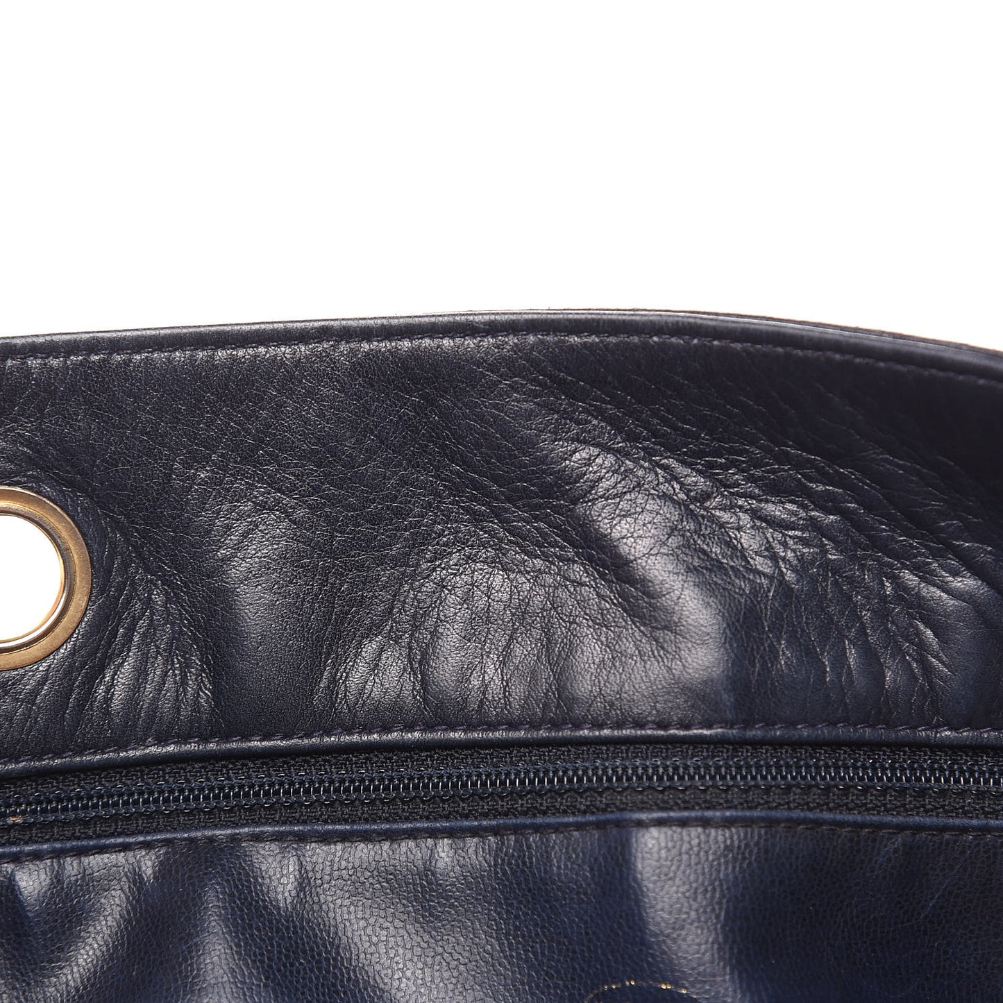 Lambskin Stitched Shopper Tote Navy